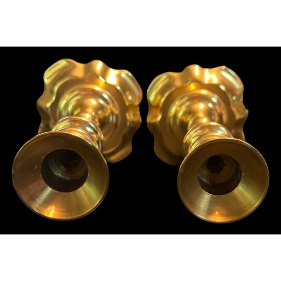 Vtg Baldwin Deerfield Collection Brass Scalloped Bottom Candlestick Holders USA - Picture 4 of 4